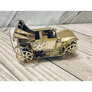Vintage Gold Tone Metal Antique Car Ornament Figurine Made in Taiwan‎